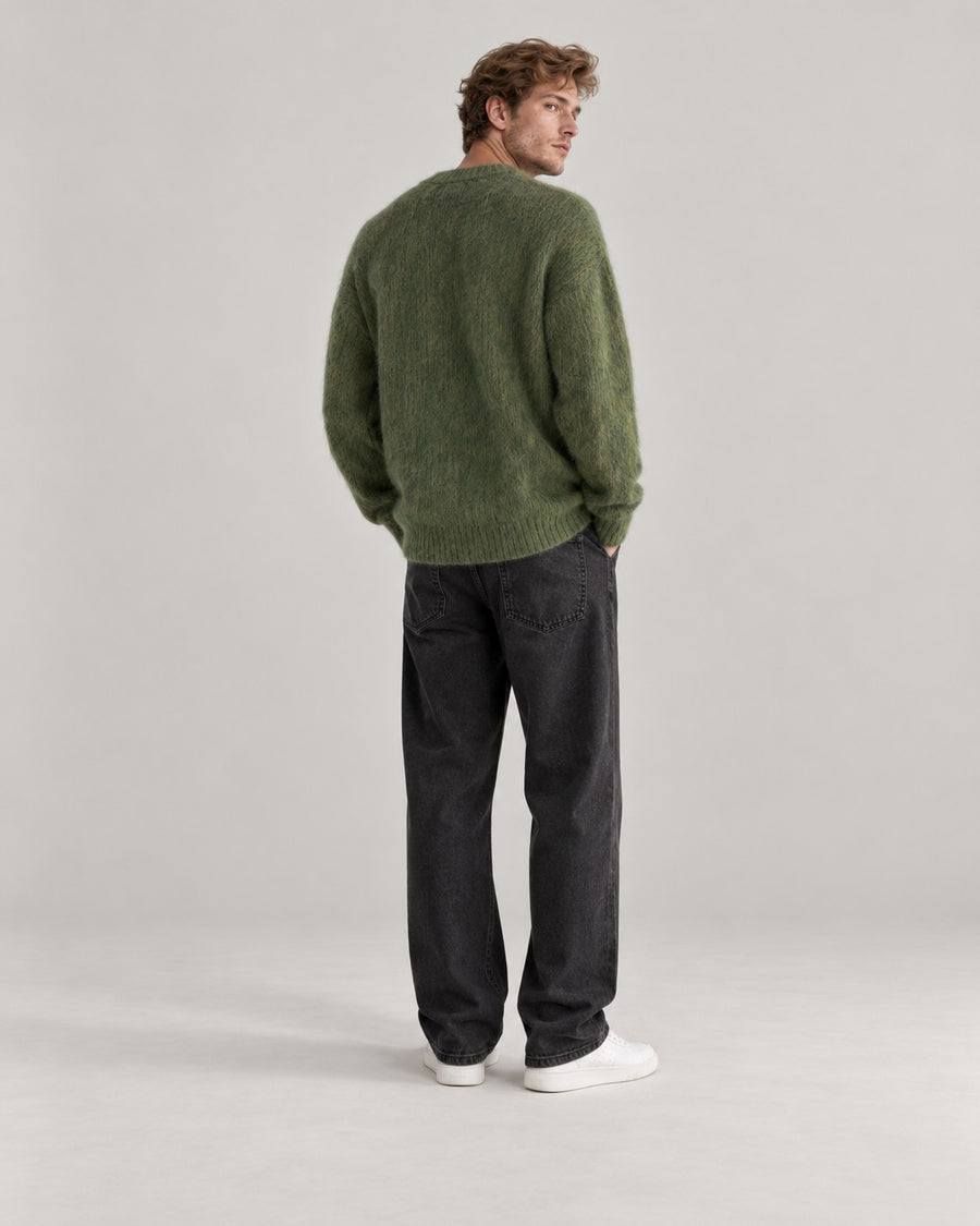 Sableau Mohair-Look Oversized Crew in Green