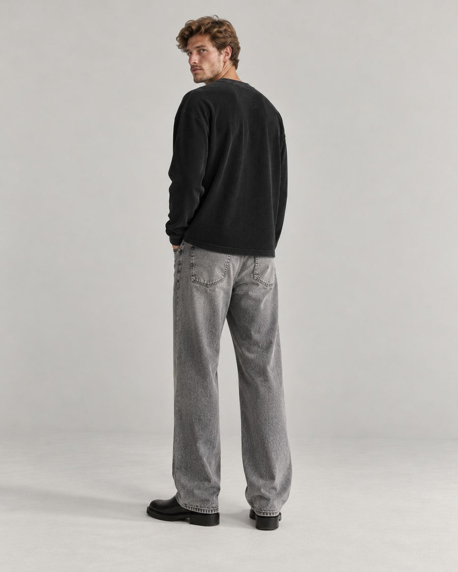 Sableau Washed Waffle Long Sleeve in Black