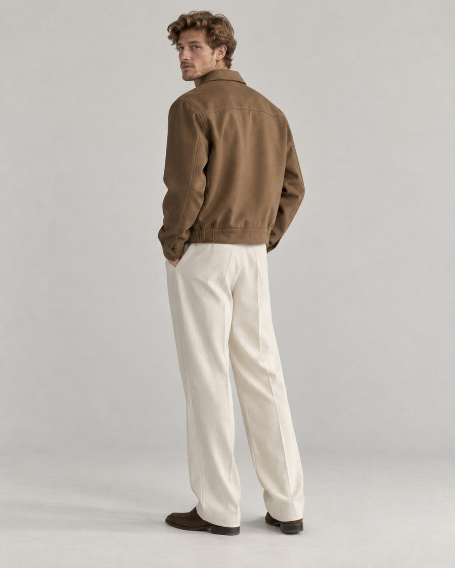 Sableau Wool-Blend Harrington in Brown