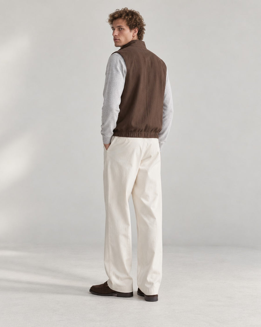 Sableau Linen-Blend Zip Gilet in Brown