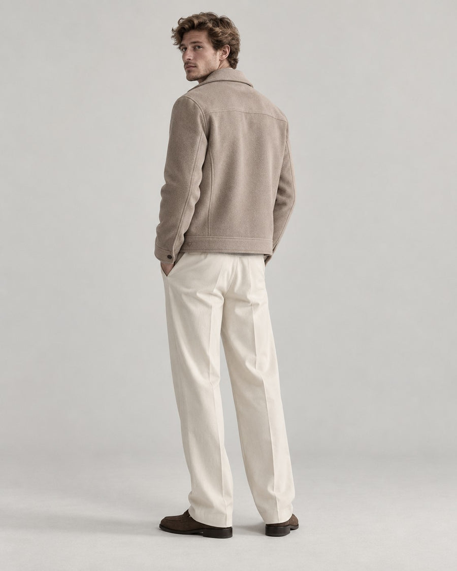 Sableau Wool-Blend Trucker Jacket in Camel