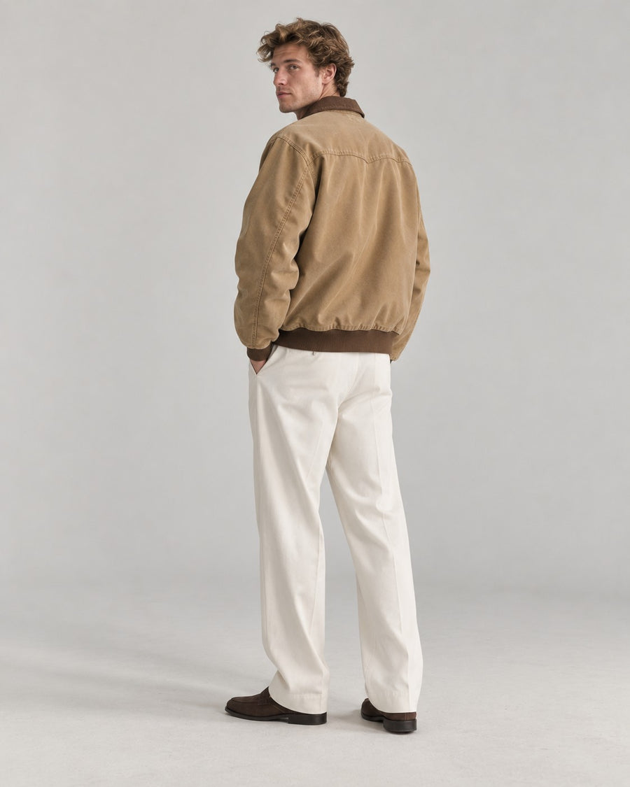 Sableau Corduroy-Collar Work Jacket in Khaki
