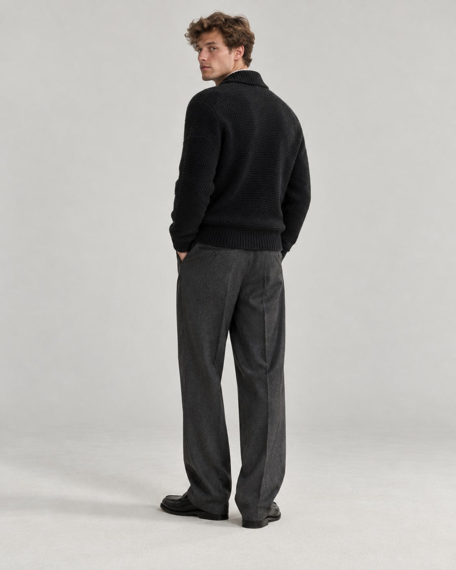 Sableau Shawl-Collar Cardigan in Black