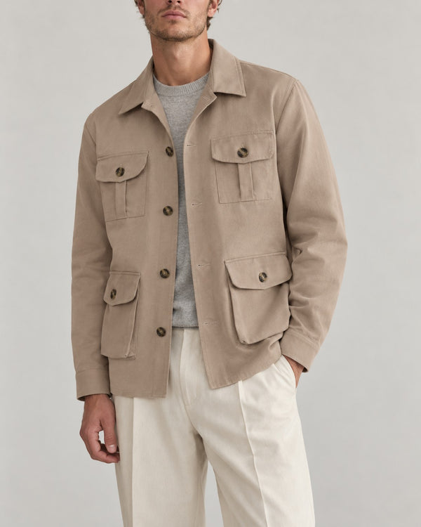 Sableau Four-Pocket Overshirt Jacket in Taupe