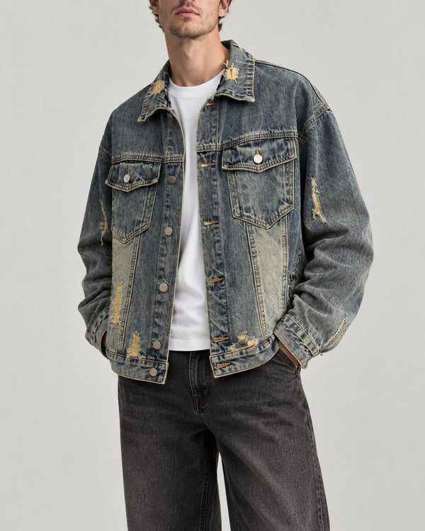 Sableau Washed Denim Trucker in Blue