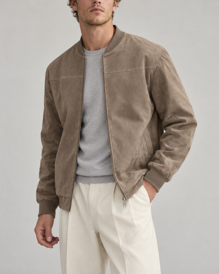 Sableau Suede-Look Bomber in Camel