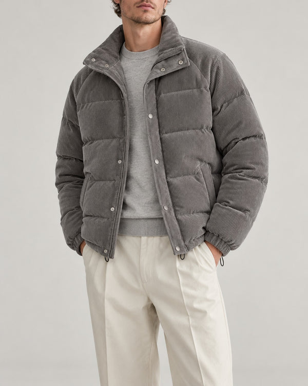 Sableau Corduroy Puffer Jacket in Grey
