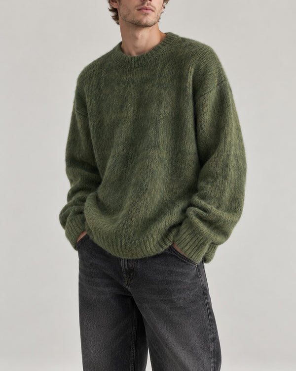 Sableau Mohair-Look Oversized Crew in Green