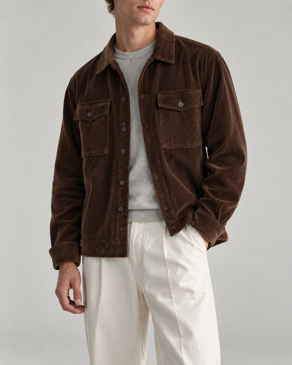 Sableau Corduroy Shirt Jacket in Coffee