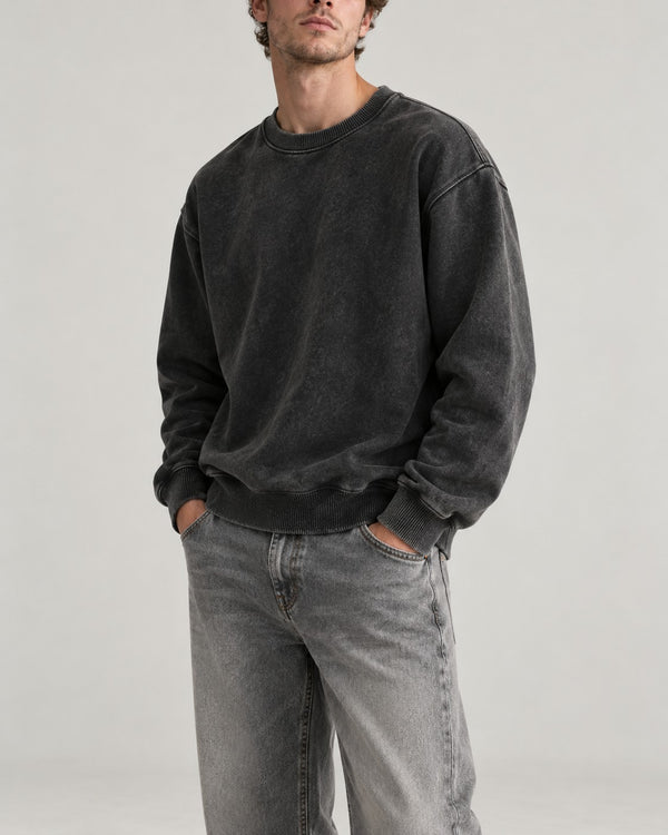 Sableau Washed Crew Sweatshirt in Charcoal
