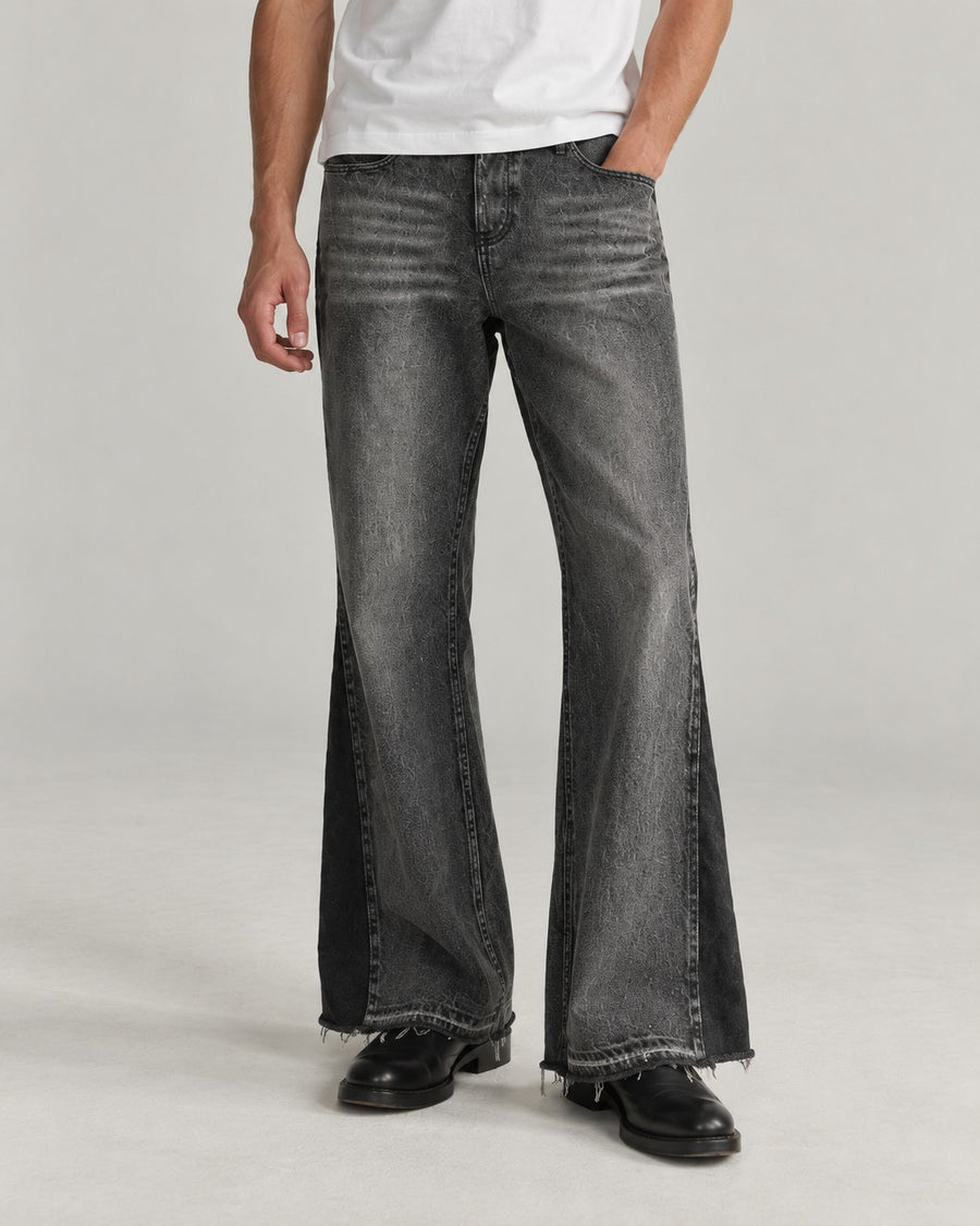 Sableau Panelled Flare Jeans in Grey