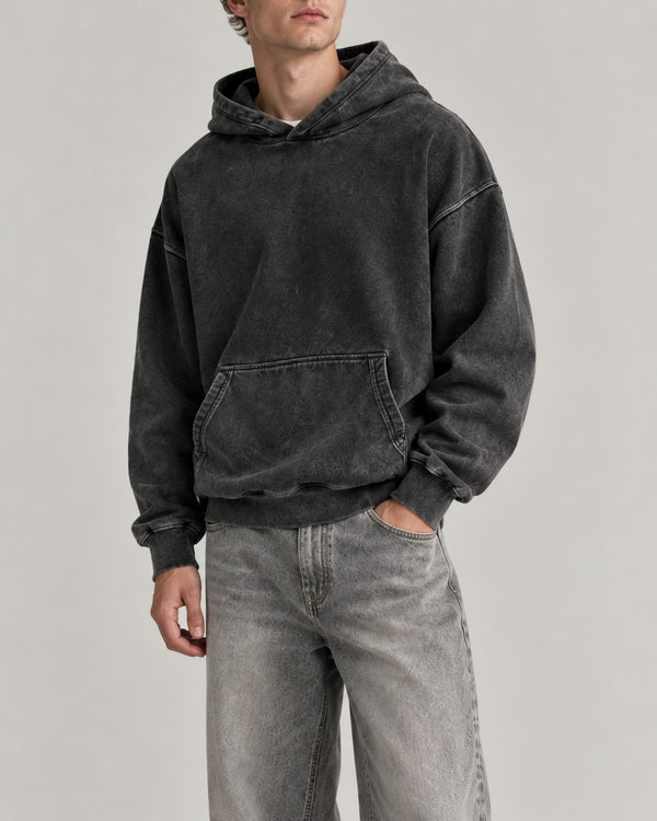 Sableau Washed Heavyweight Hoodie in Washed Black
