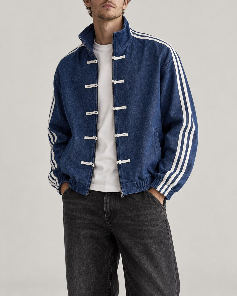 Sableau Frog-Button Track Jacket in Blue