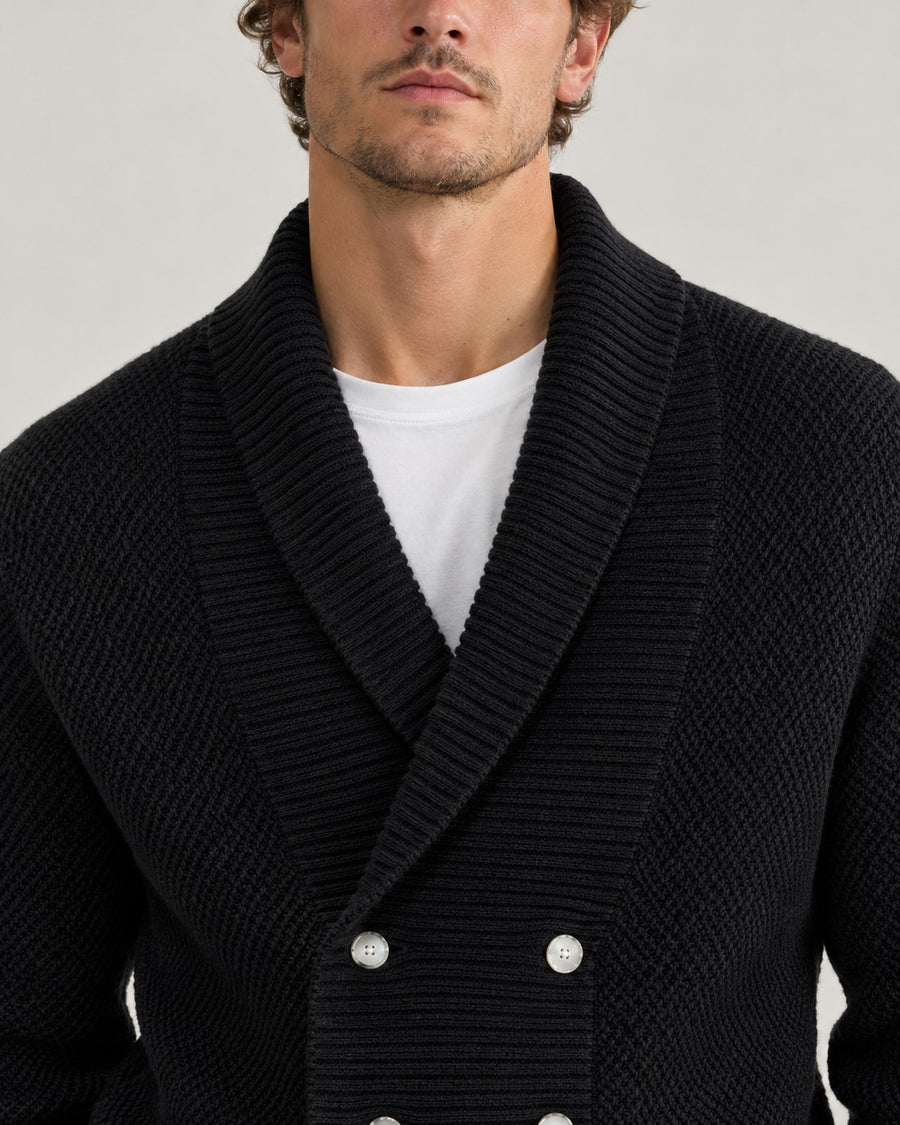 Sableau Shawl-Collar Cardigan in Black