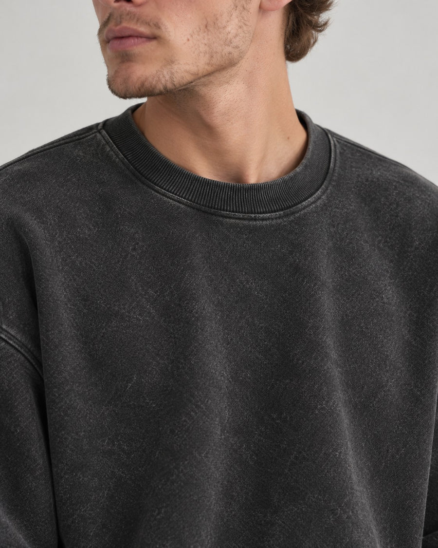 Sableau Washed Crew Sweatshirt in Charcoal