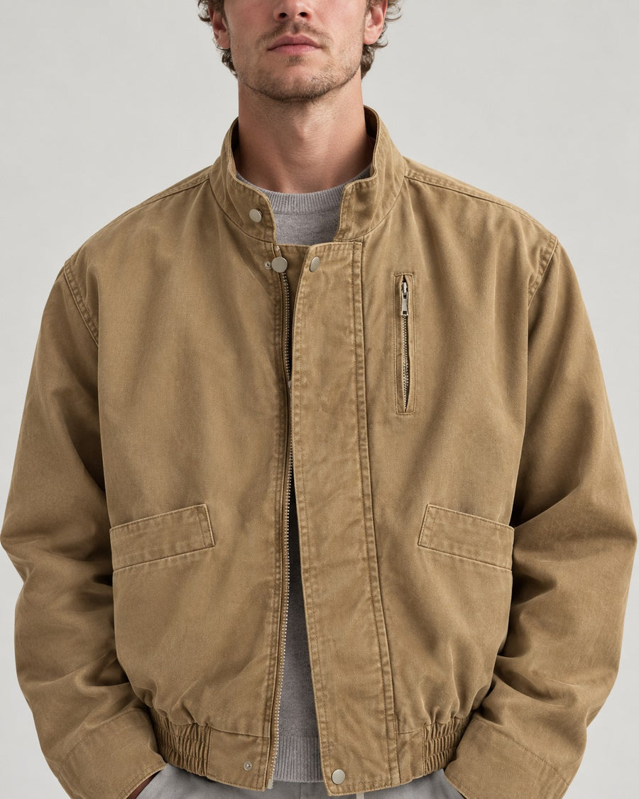 Sableau Tan Cotton Work Jacket in Khaki