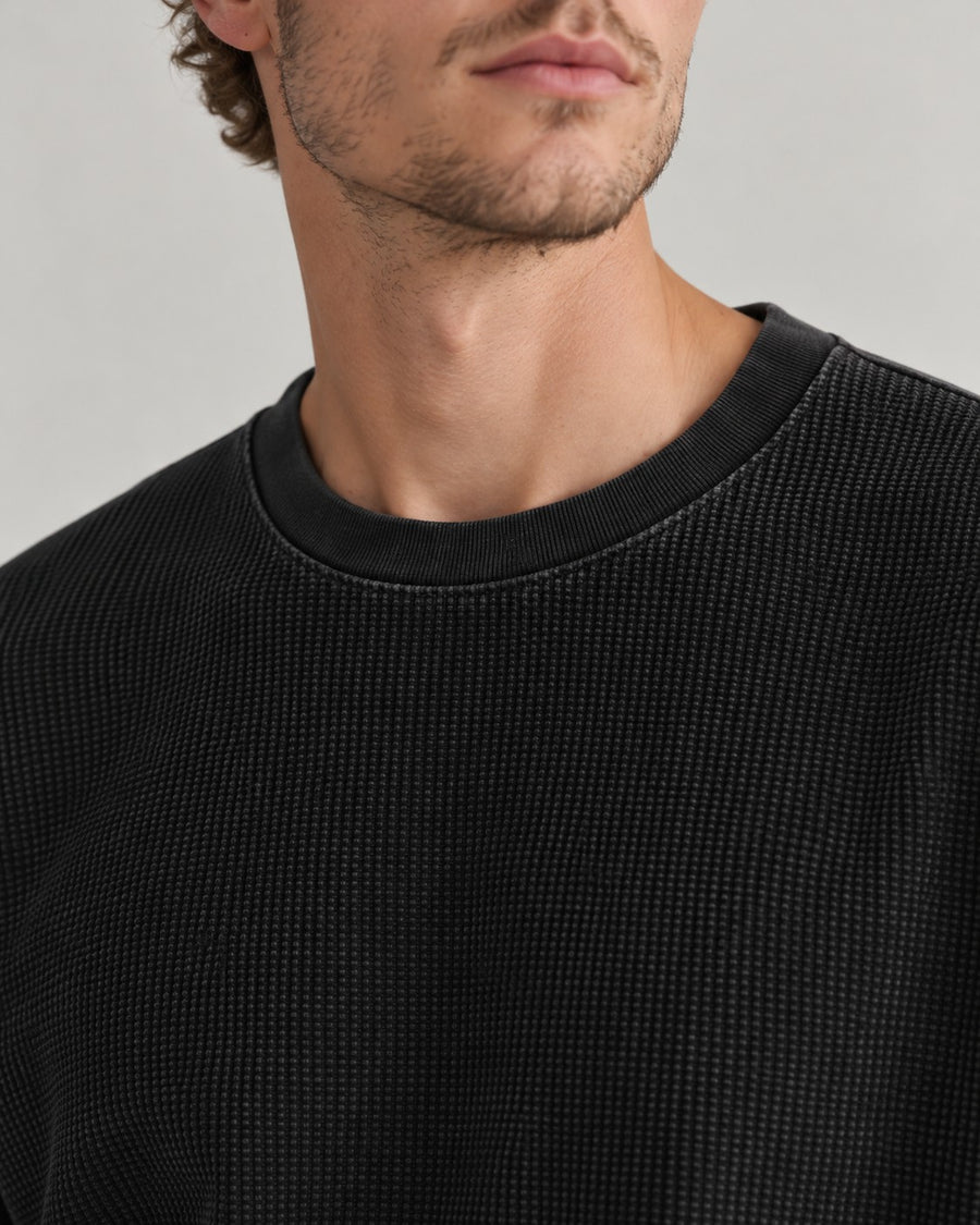 Sableau Washed Waffle Long Sleeve in Black