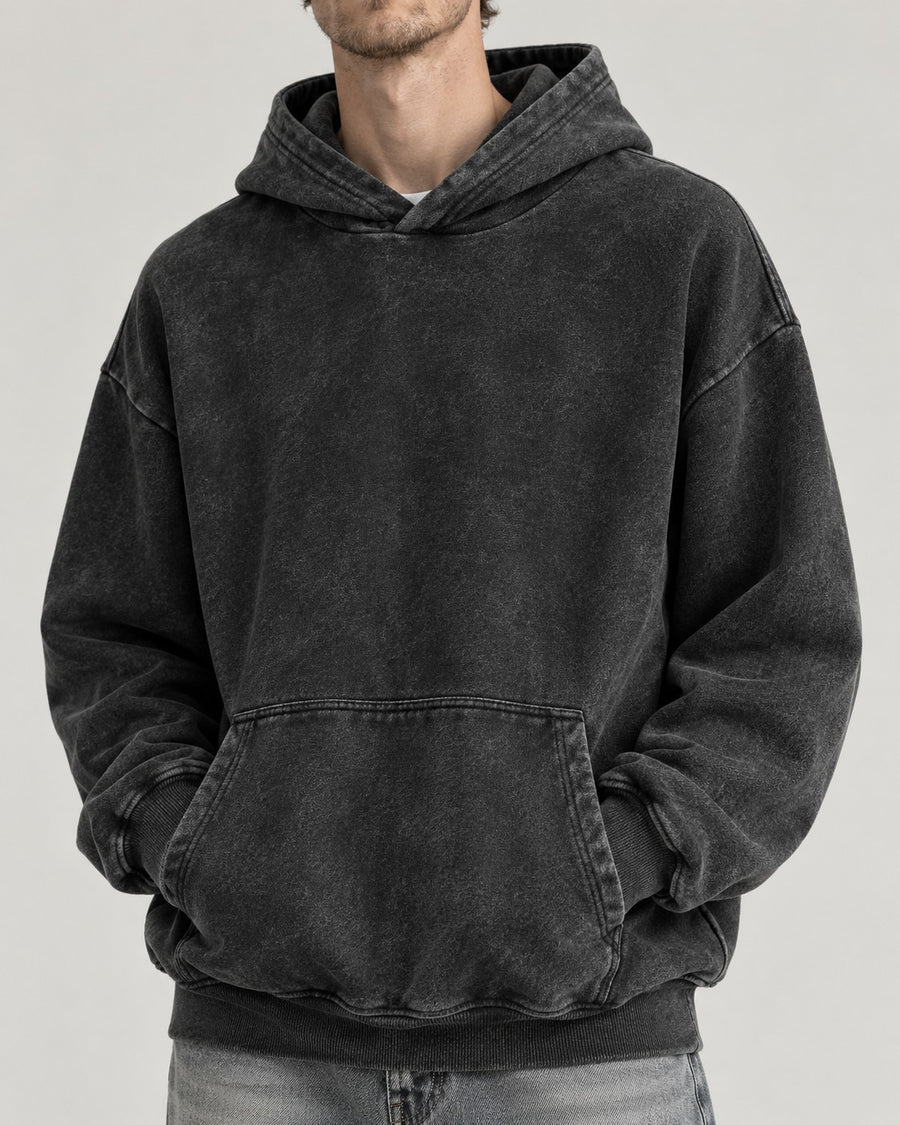 Sableau Washed Heavyweight Hoodie in Washed Black