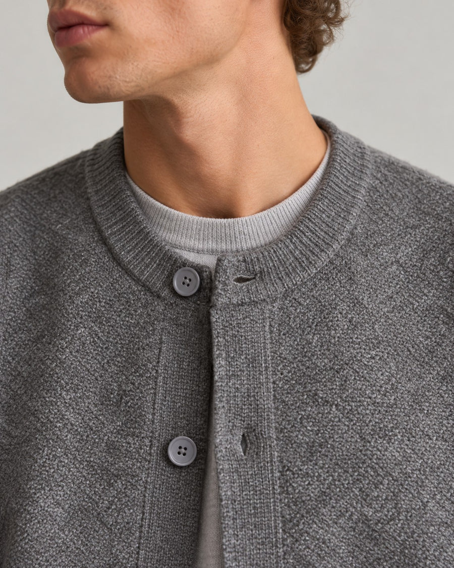 Sableau Collarless Wool-Feel Jacket in Grey