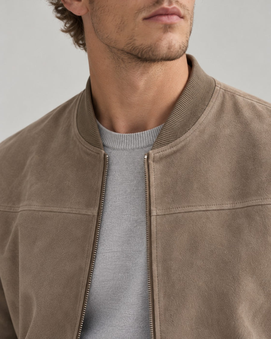 Sableau Suede-Look Bomber in Camel