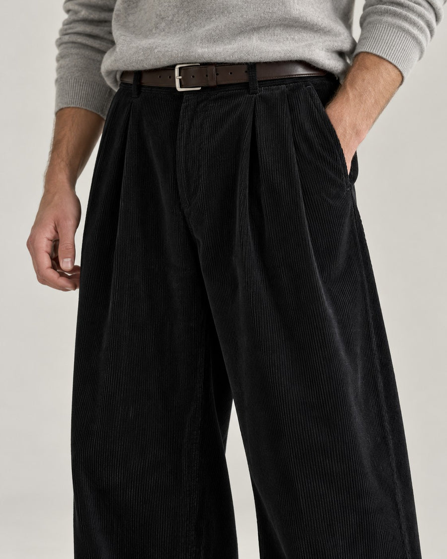 Sableau Corduroy Wide Trousers in Black