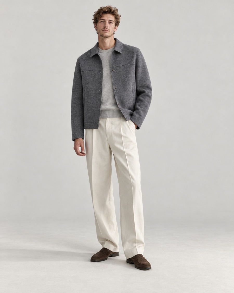 Sableau Double-Faced Wool Jacket in Grey