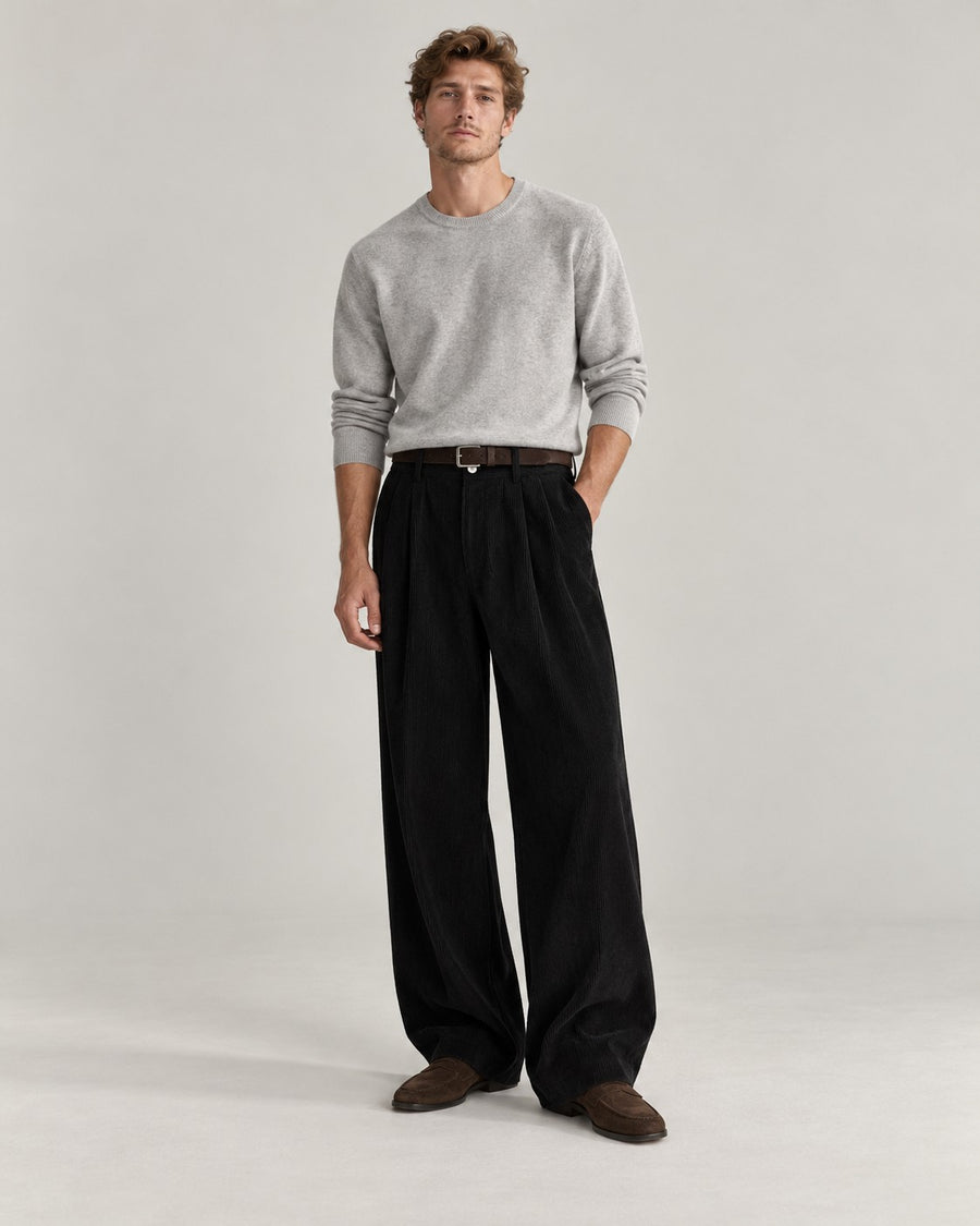 Sableau Corduroy Wide Trousers in Black