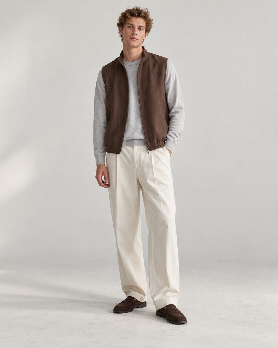 Sableau Linen-Blend Zip Gilet in Brown