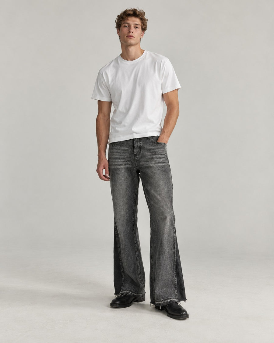 Sableau Panelled Flare Jeans in Grey