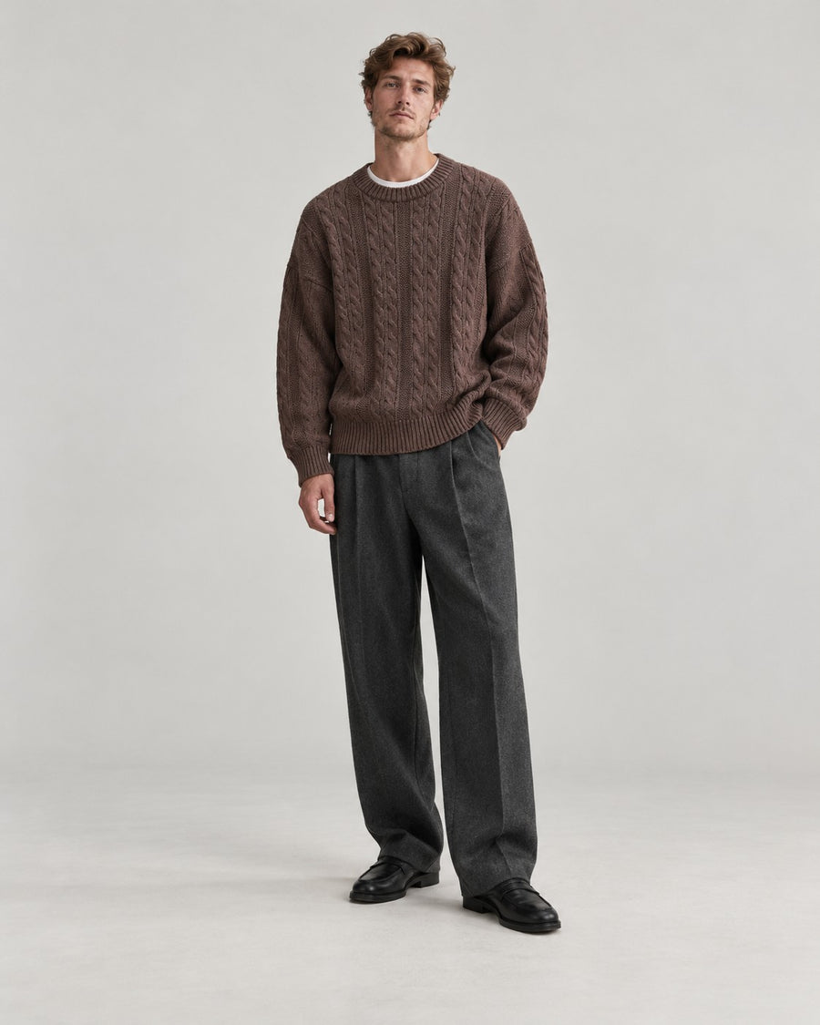 Sableau Cable Crew Knit in Beige