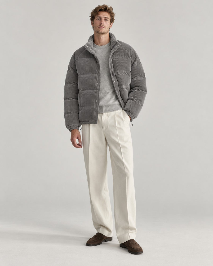 Sableau Corduroy Puffer Jacket in Grey