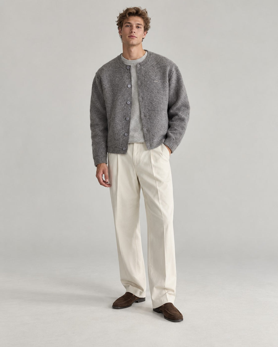 Sableau Collarless Wool-Feel Jacket in Grey