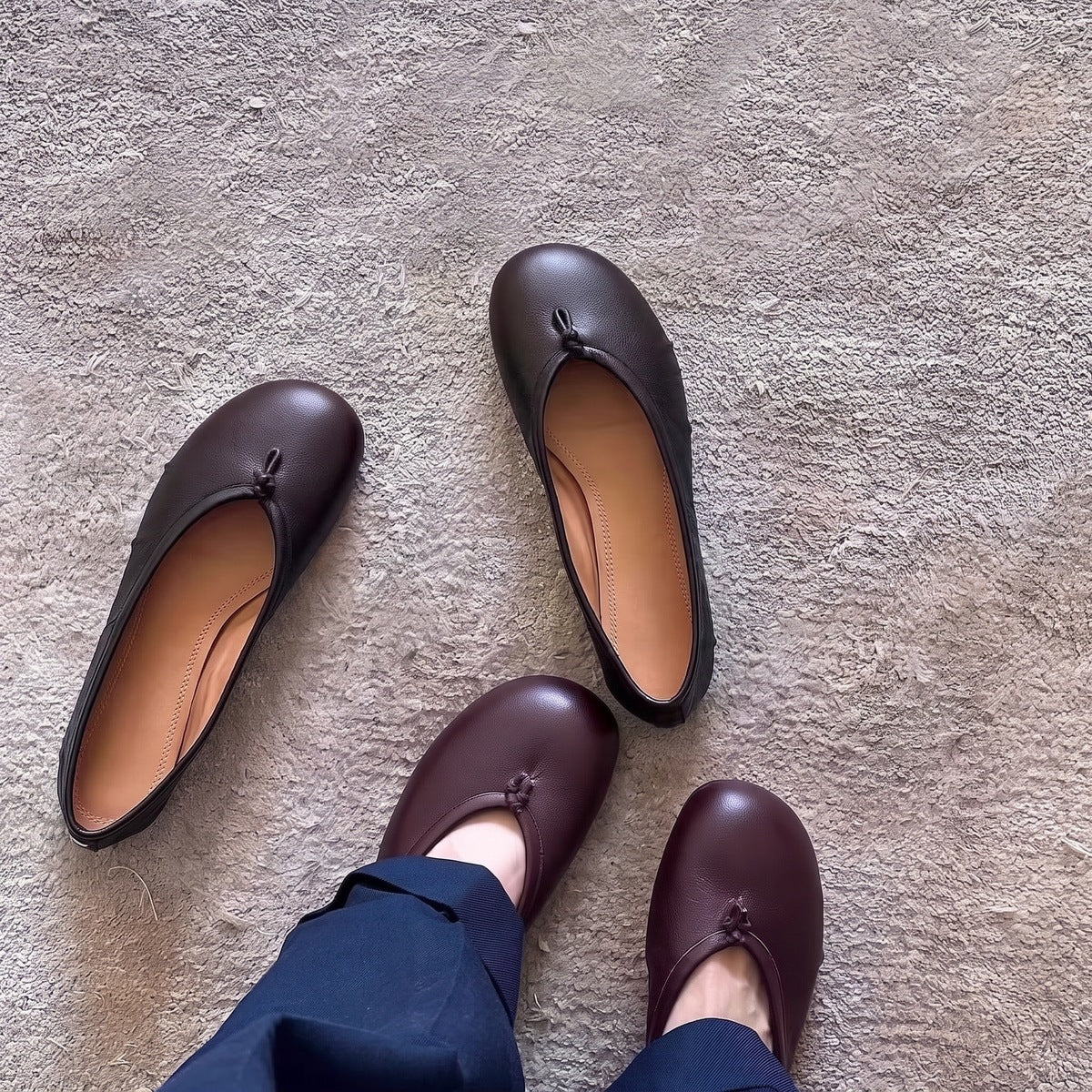 Sableau Split-Toe Flats — worn