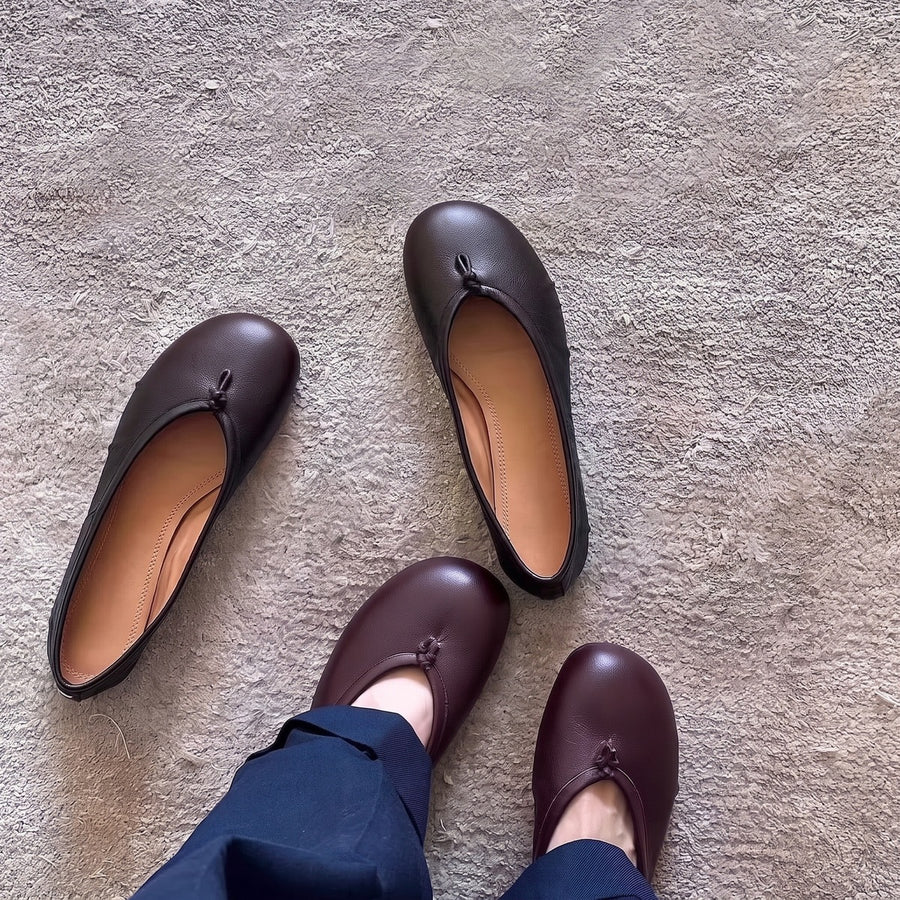 Sableau Split-Toe Flats — worn