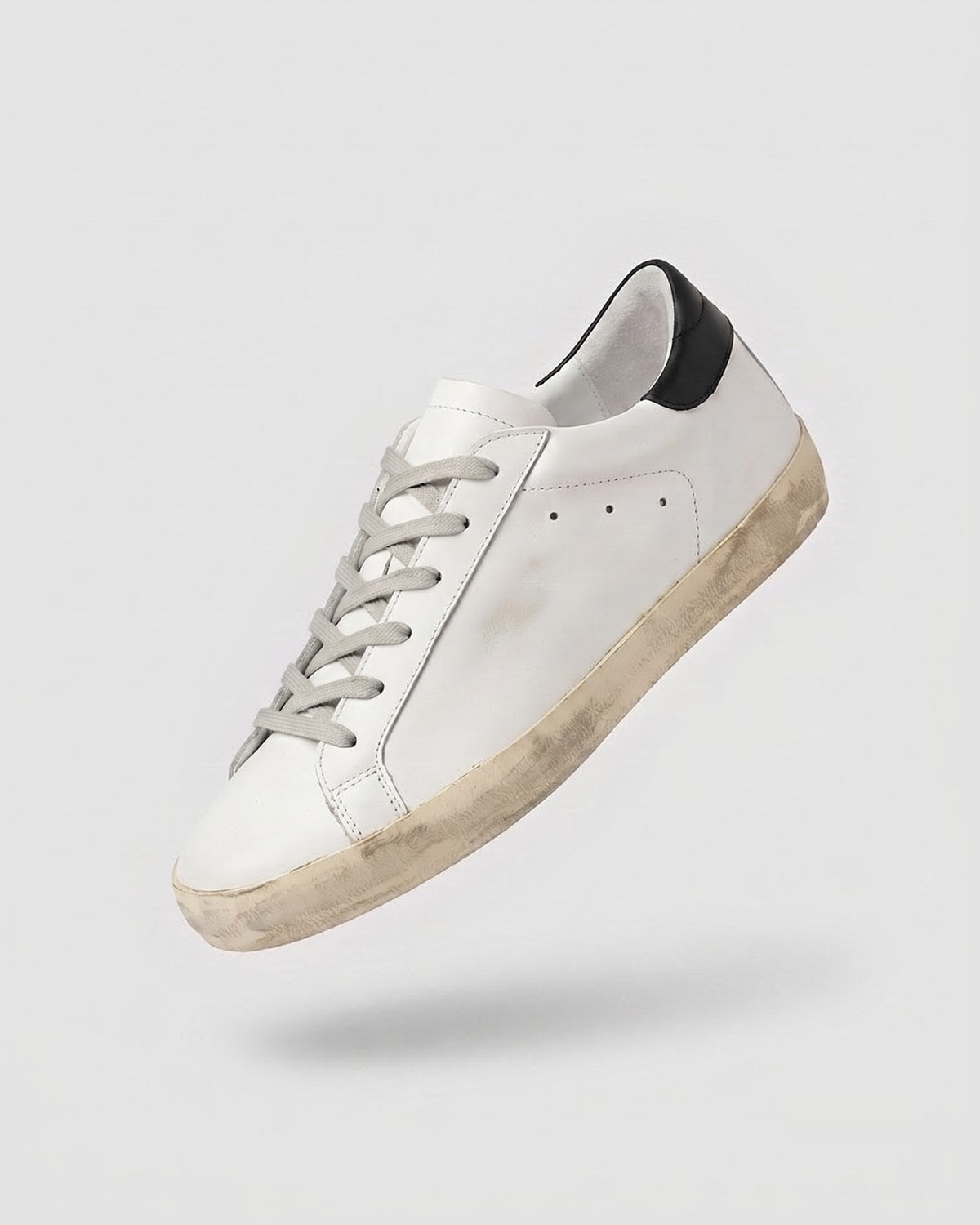 Sableau Star Sneakers in Rust Star — white leather, black heel tab, rust orange suede star
