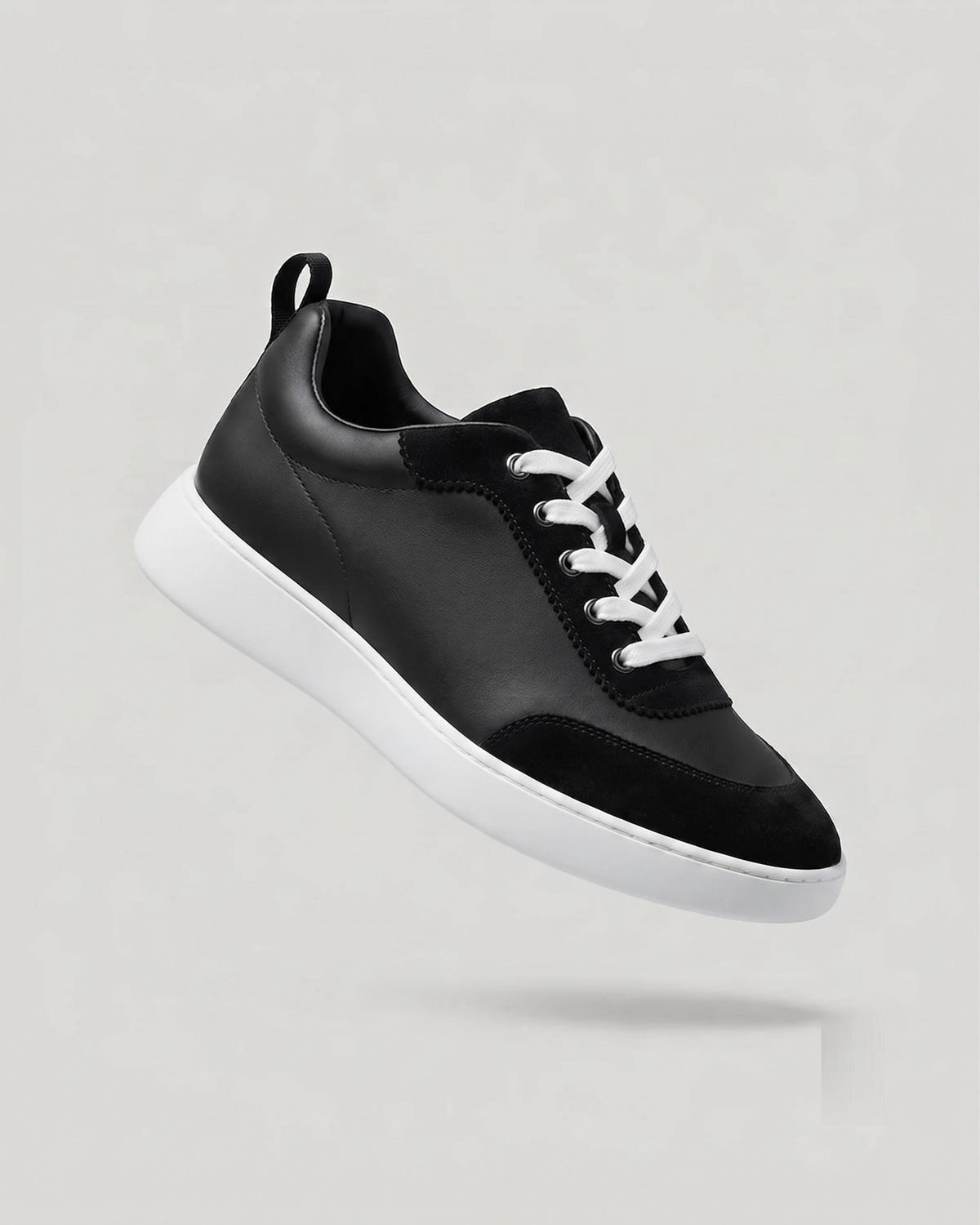 Sableau Ridged Sole Runners in Black / White — low-top leather runner