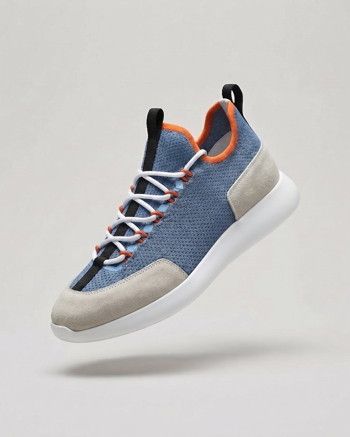 Sableau Ridged Sole Runners in Denim Blue Knit — low-top technical knit runner