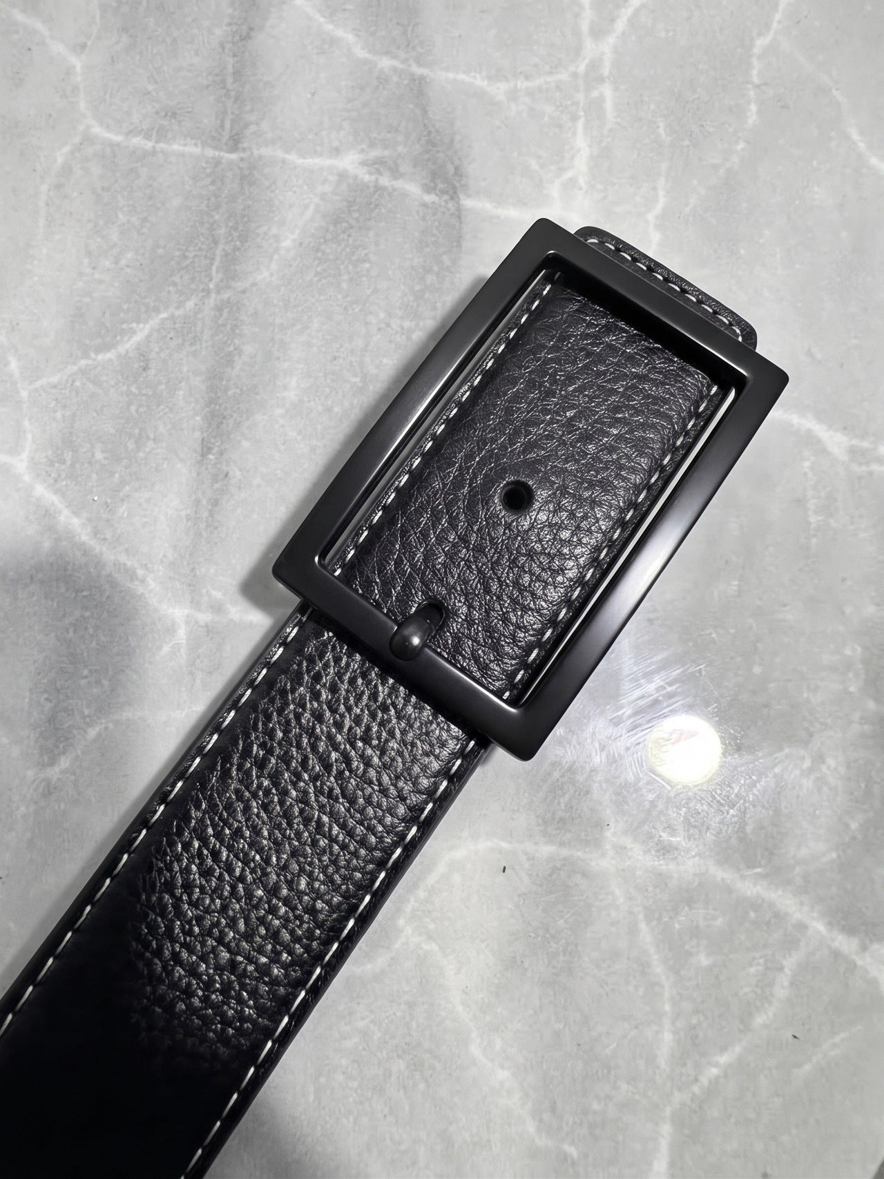 Sableau Plate Buckle Belt — Black Buckle Set