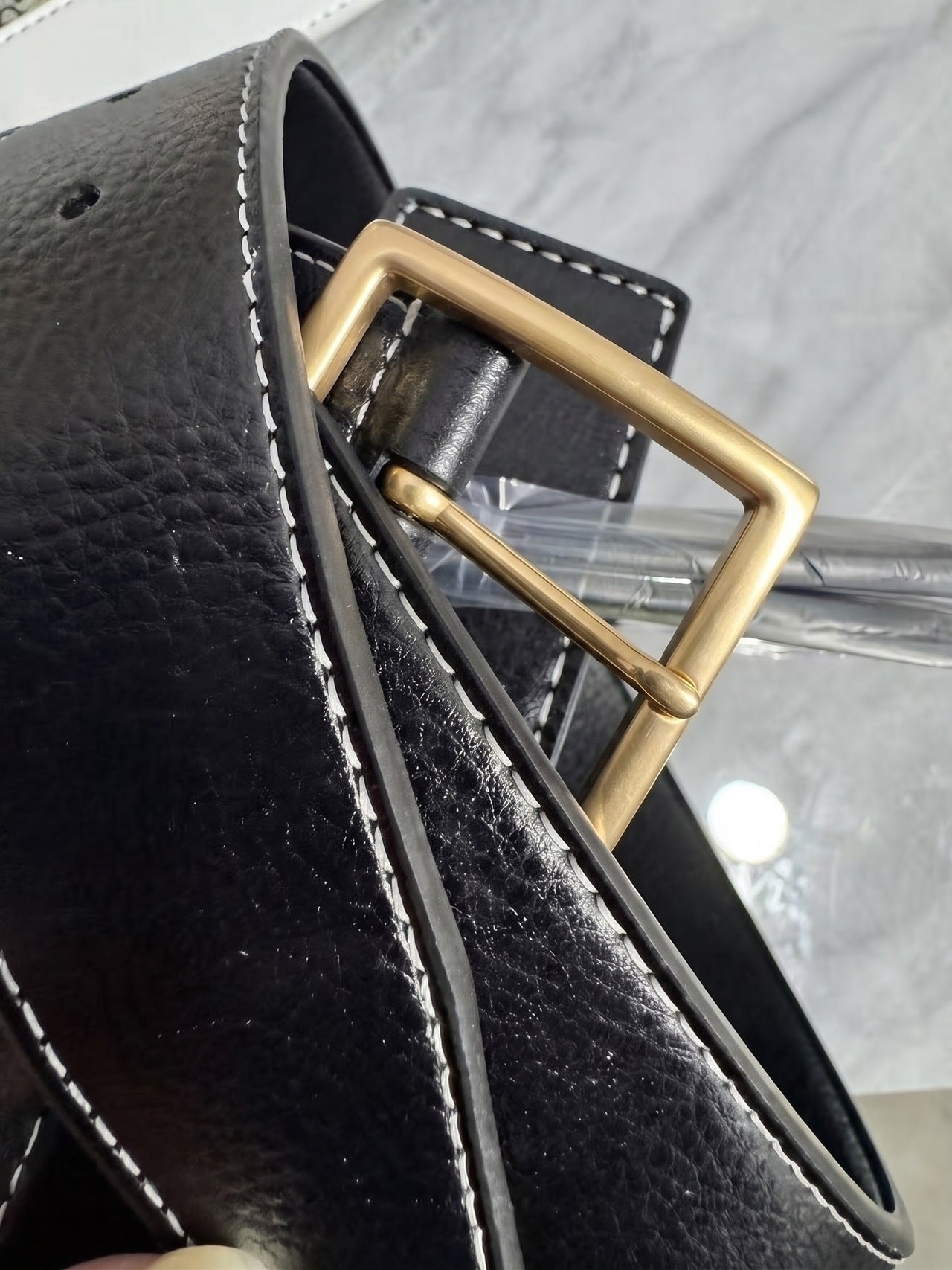 Sableau Plate Buckle Belt — Gold Buckle Set