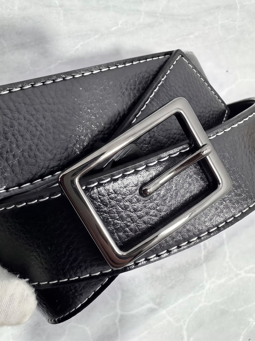 Sableau Plate Buckle Belt — strap detail