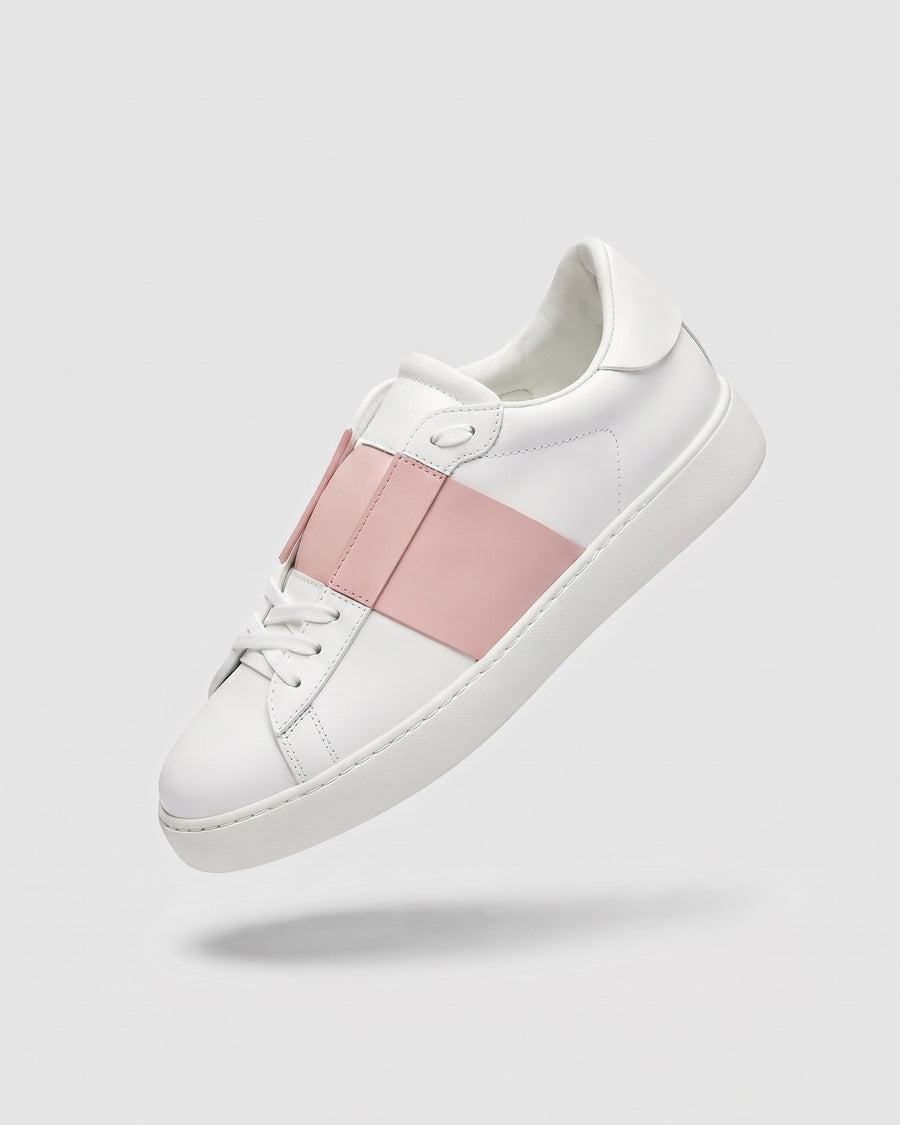 Sableau Band Sneakers Band in white with pink band