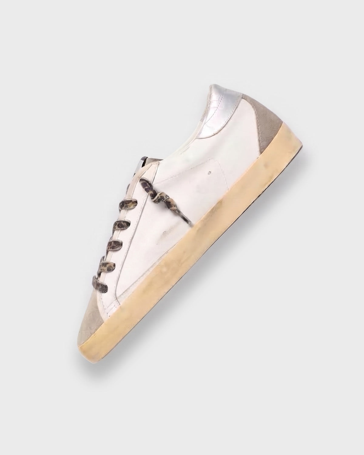 Sableau Glitter Star Sneakers in Burgundy — white leather, silver heel tab, burgundy glitter star