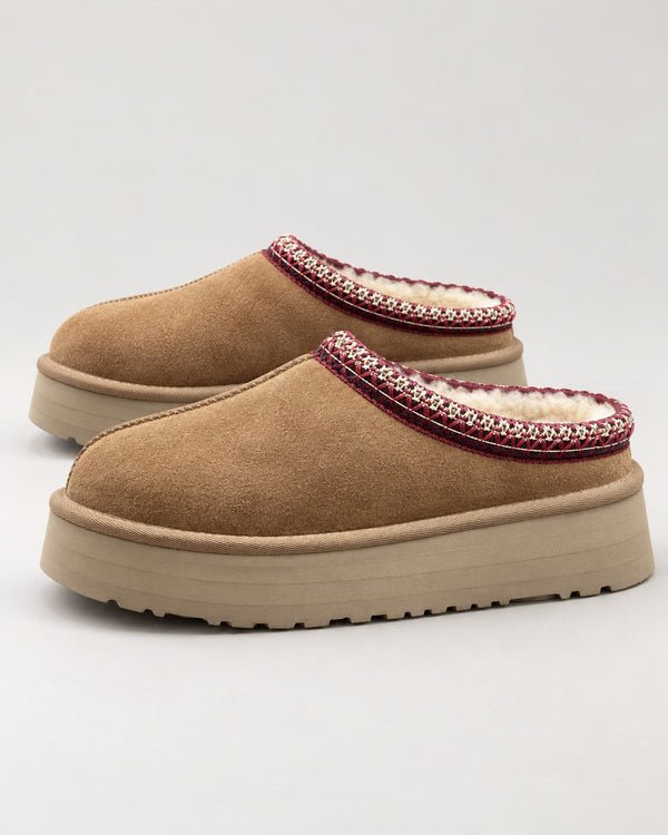 Sableau Platform Suede Slipper - Chestnut