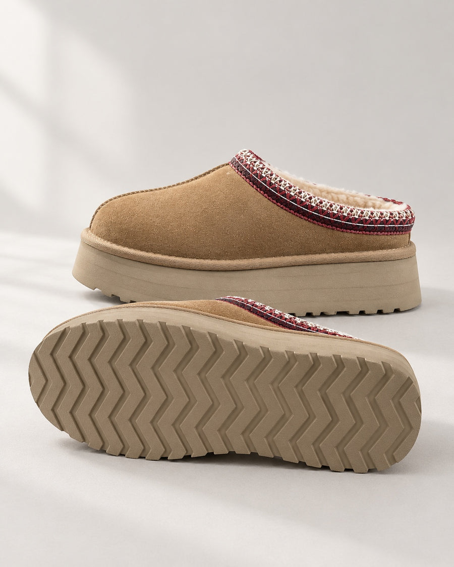 Sableau Platform Suede Slipper - Chestnut