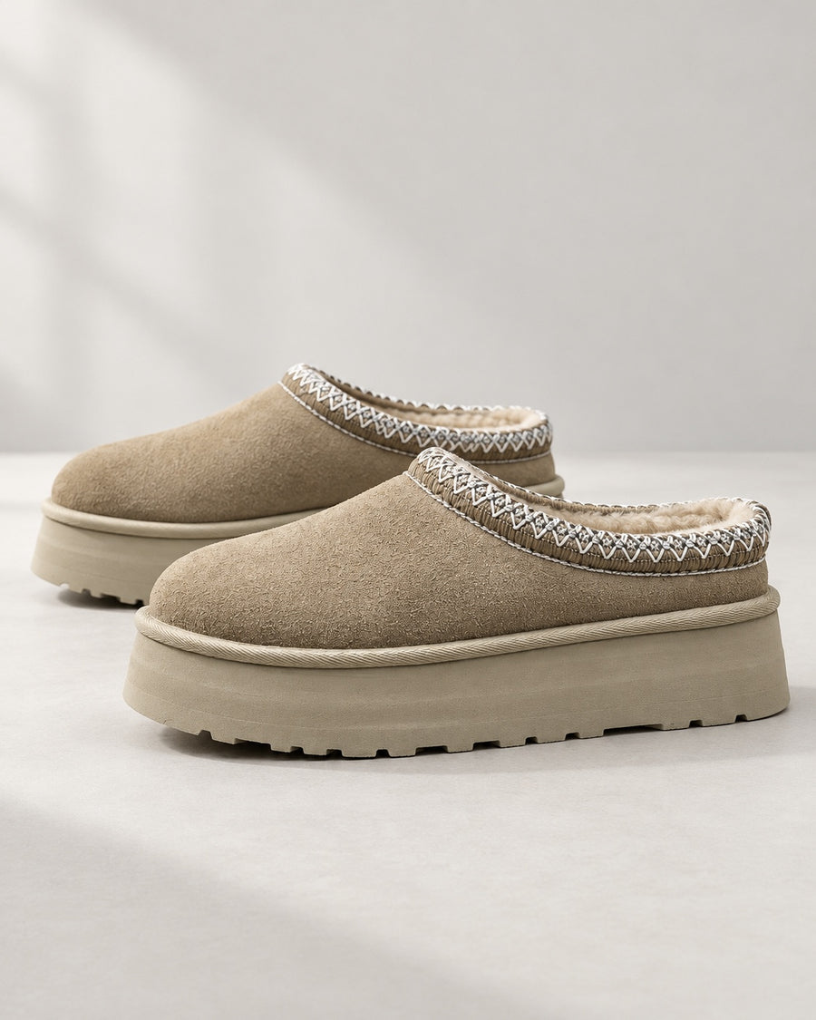 Sableau Platform Suede Slipper - Sand