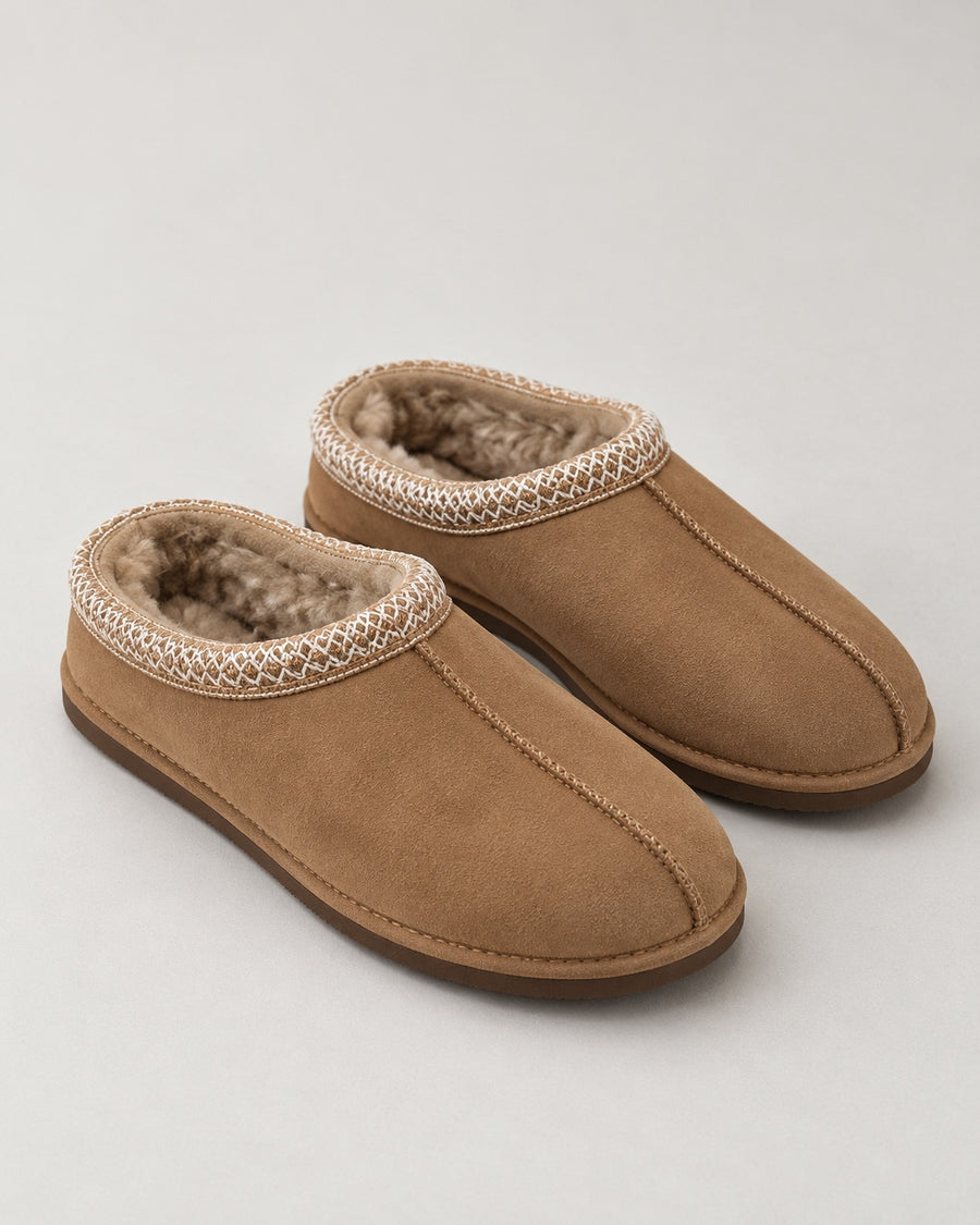 Sableau Braided Suede Slipper - Camel