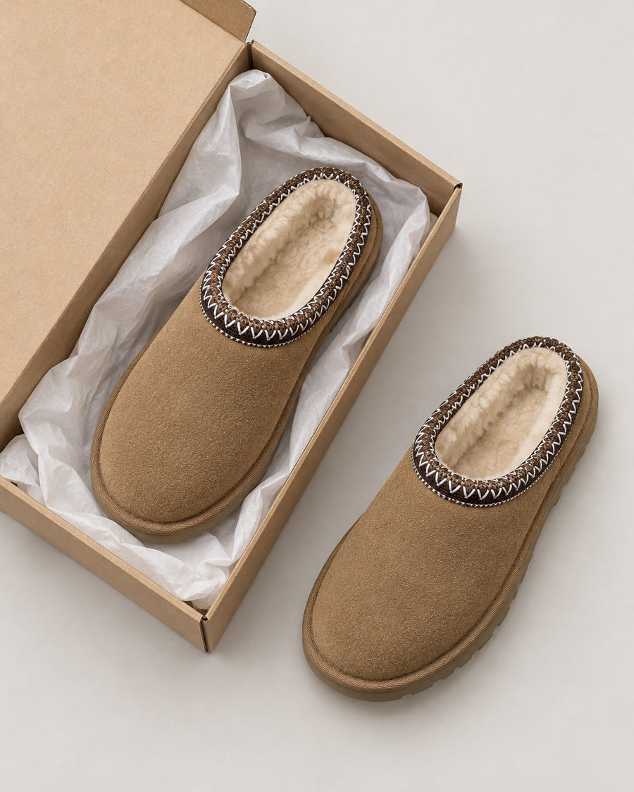 Sableau Braided Suede Slipper - Chestnut