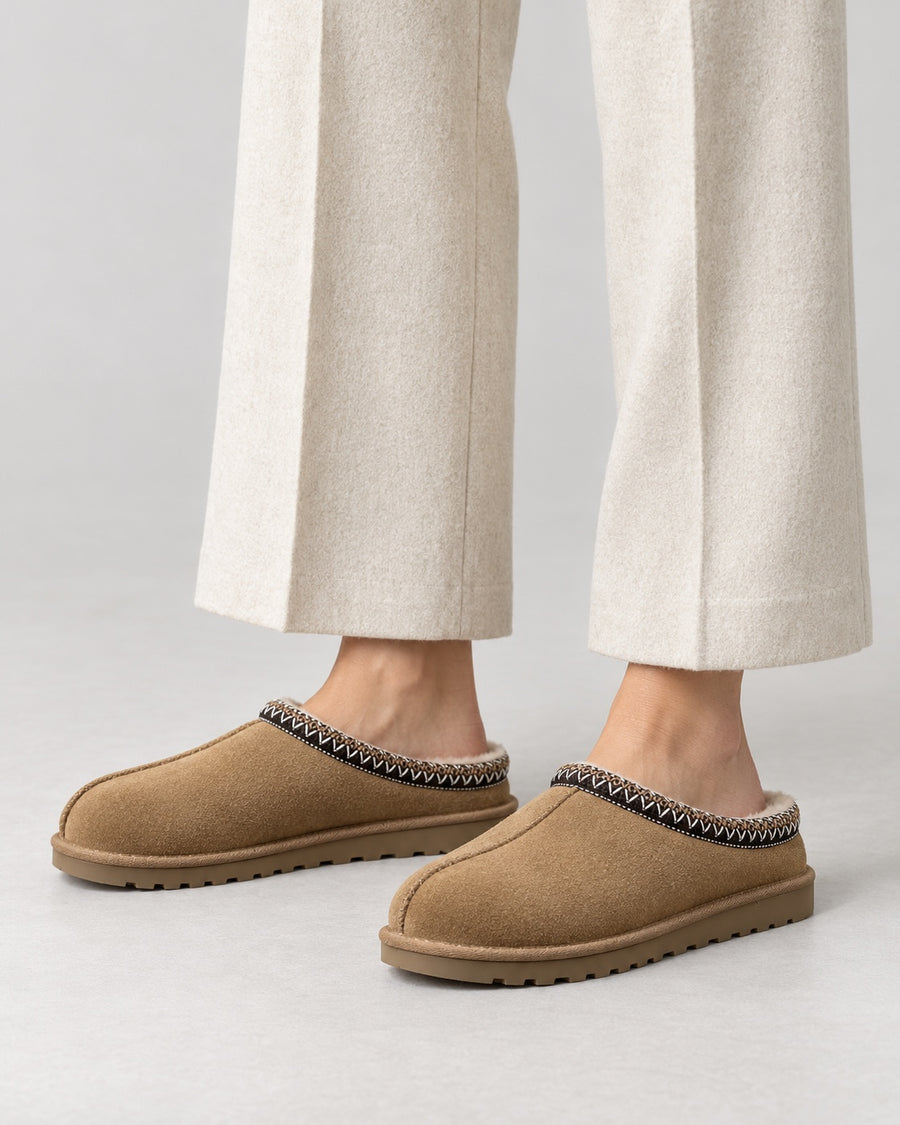 Sableau Braided Suede Slipper - Chestnut