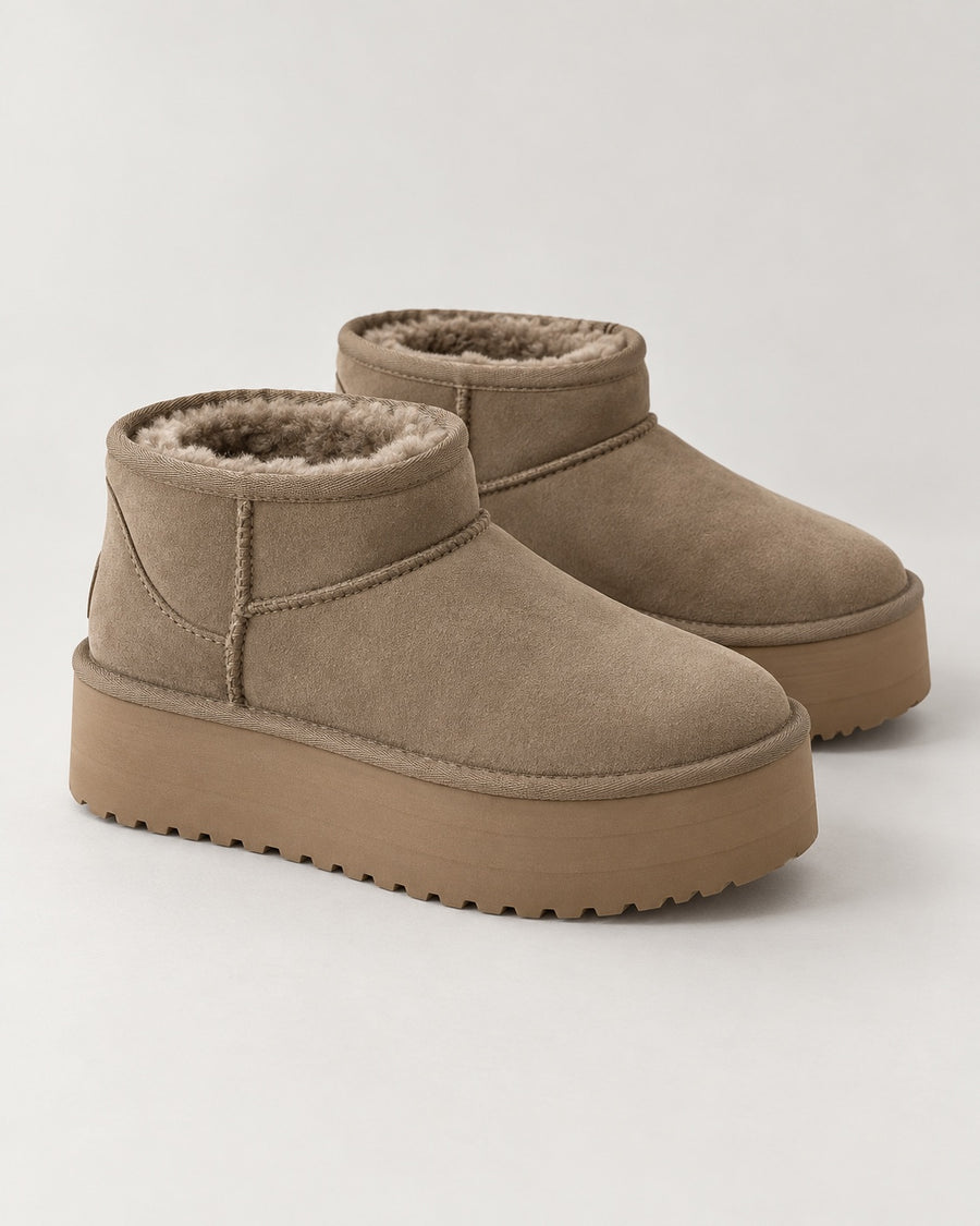 Sableau Platform Mini Boot - Taupe