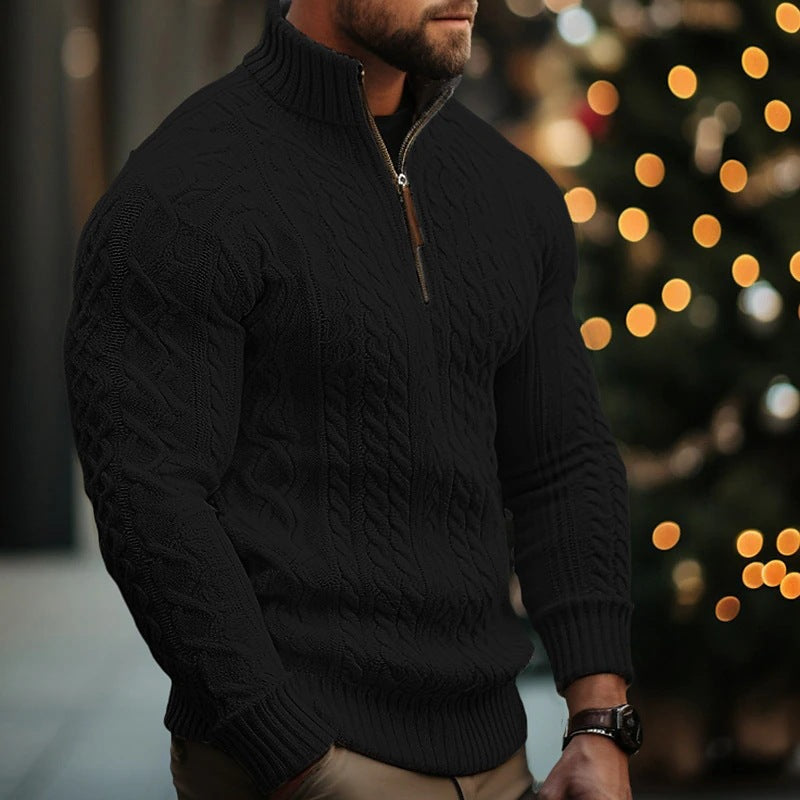 Sableau Cable Half-Zip Knit - Black